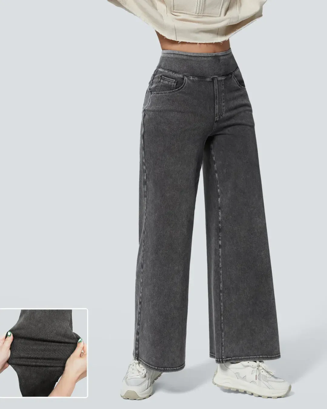 Pantalón Ancho de Cintura Alta con Varios Bolsillos para Mujer - Imagen 7