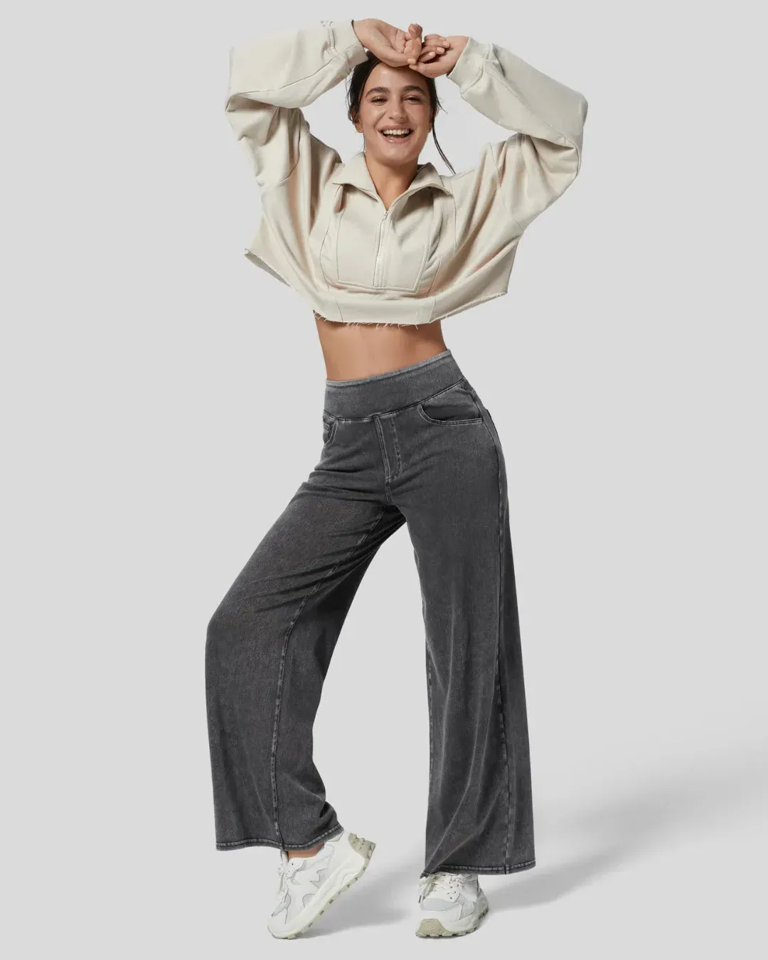 Pantalón Ancho de Cintura Alta con Varios Bolsillos para Mujer - Imagen 8