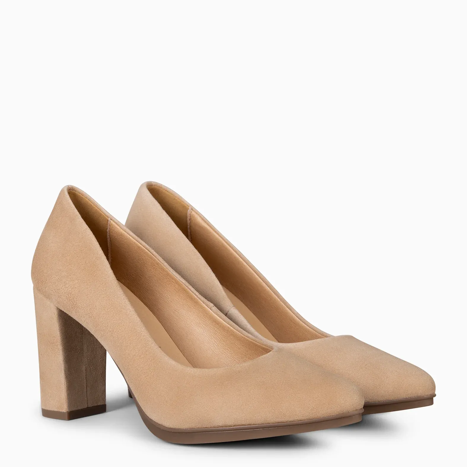 URBAN – Zapatos de tacón alto de ante CAMEL - Imagen 3