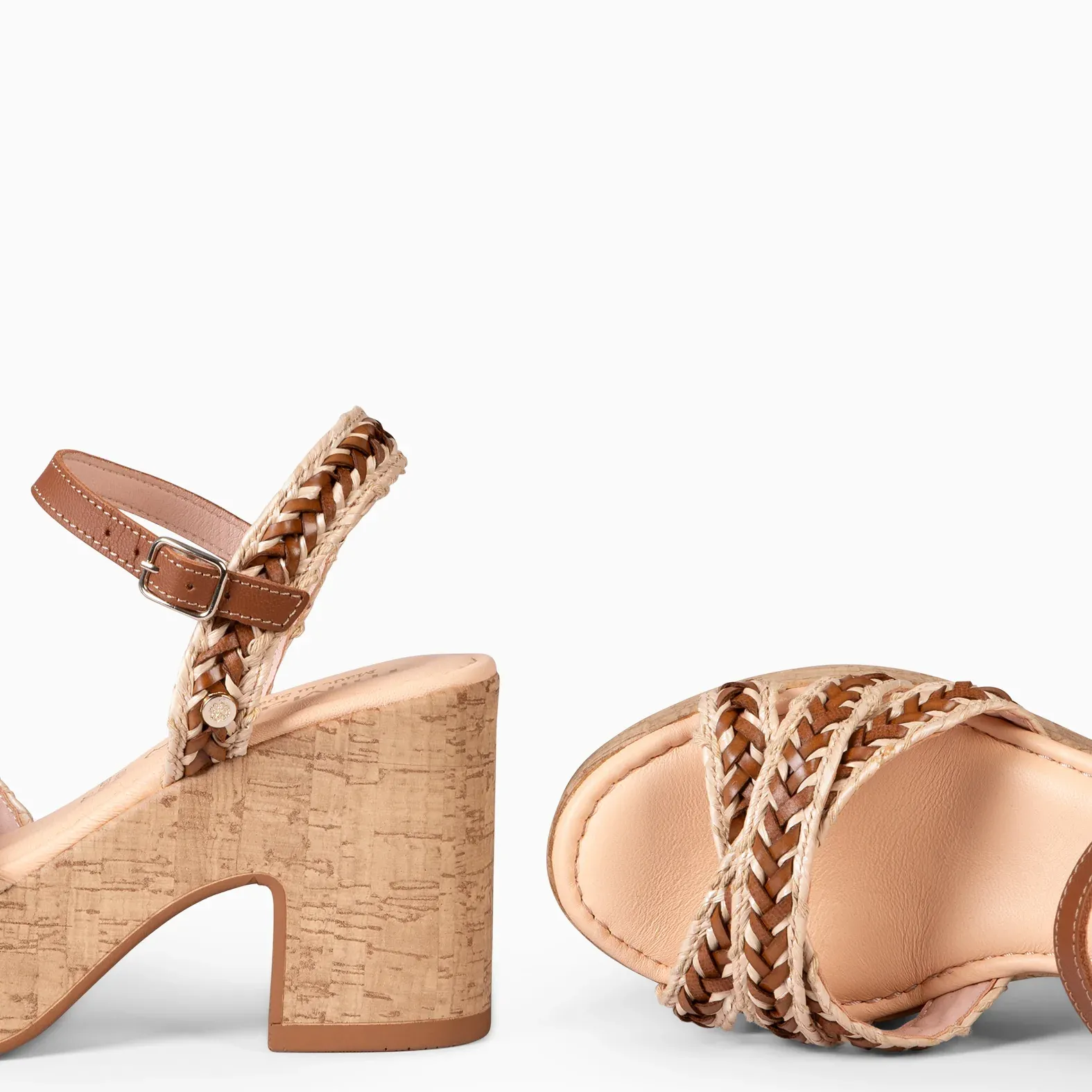 FLORA – sandalias casuales de tacón alto CAMEL - Imagen 4