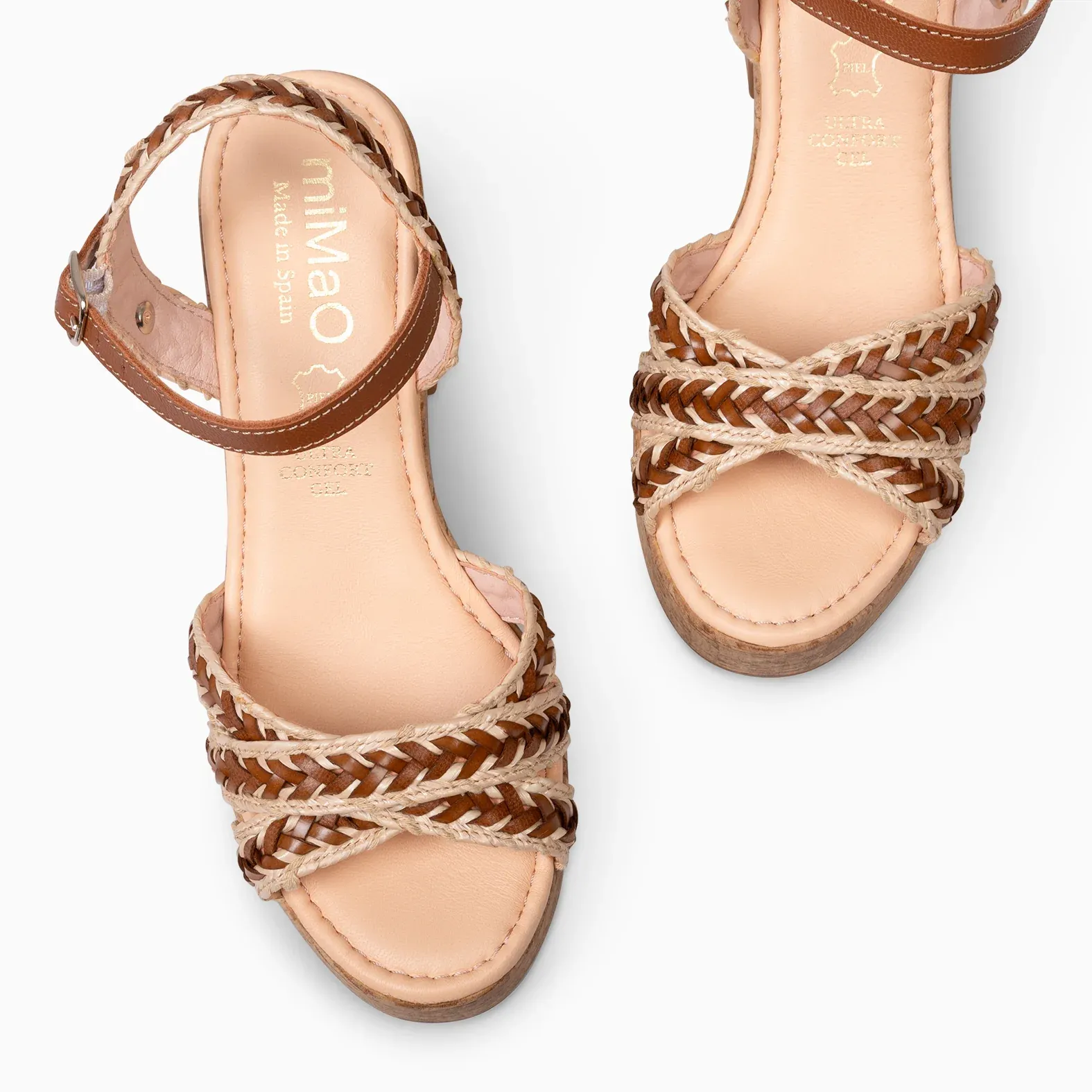 FLORA – sandalias casuales de tacón alto CAMEL - Imagen 6