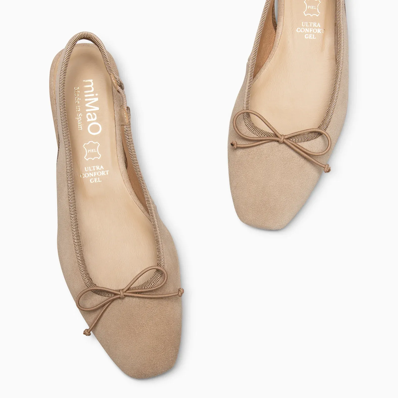 Luna – BAILARINA DESTALONADA PLANA CON LAZO BEIGE - Imagen 3