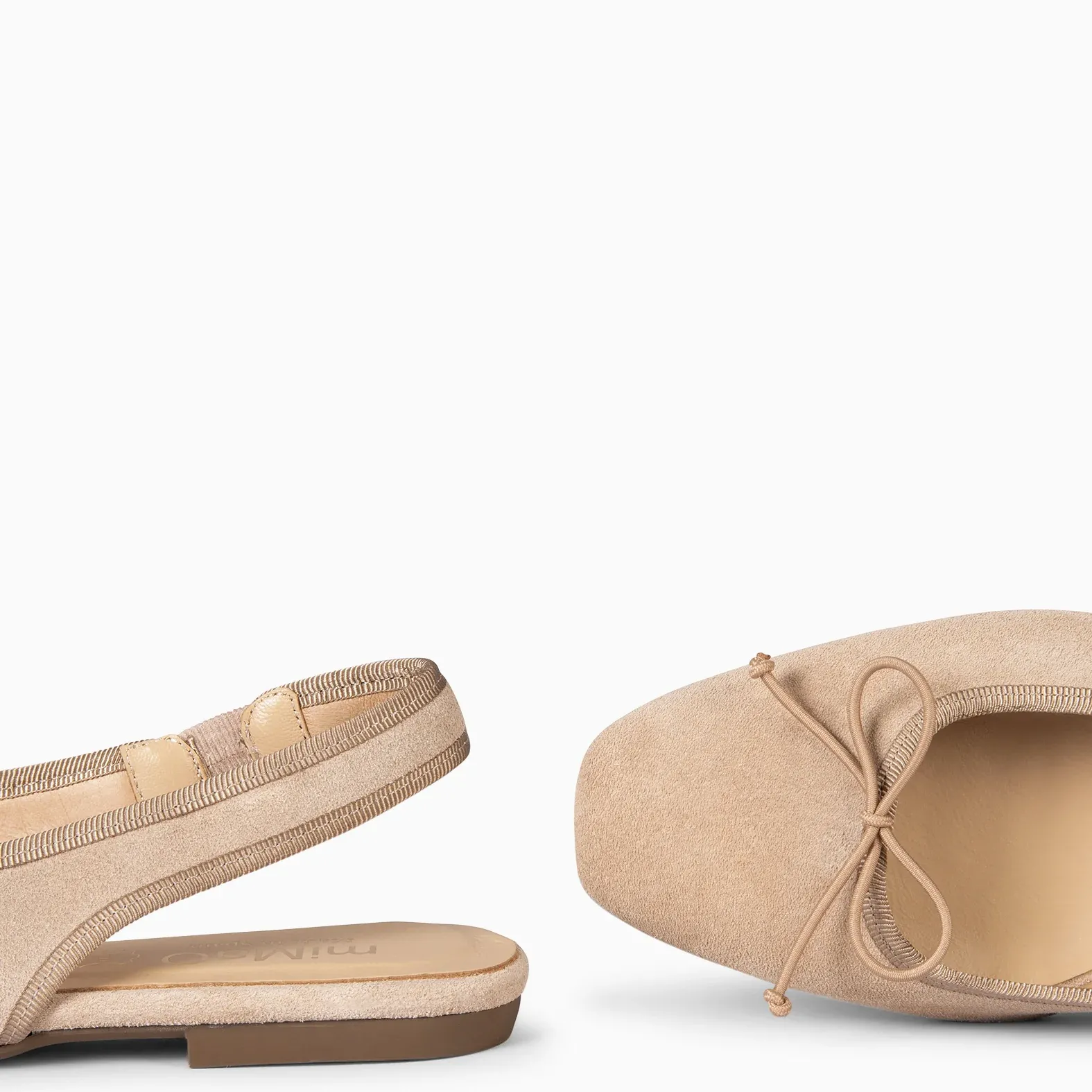 Luna – BAILARINA DESTALONADA PLANA CON LAZO BEIGE - Imagen 4