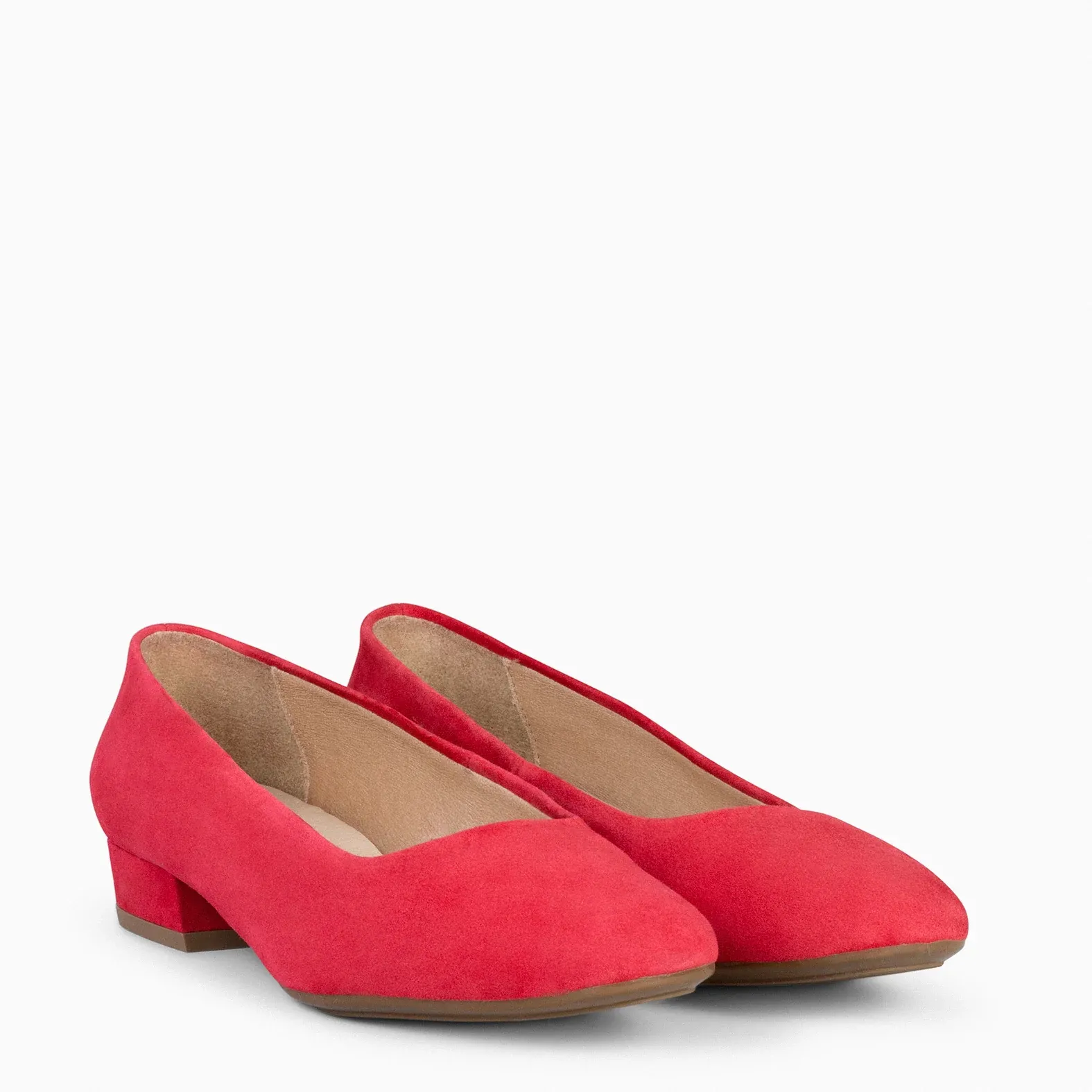 URBAN XS – Zapatos de tacón bajo de seraje ROJO - Imagen 3
